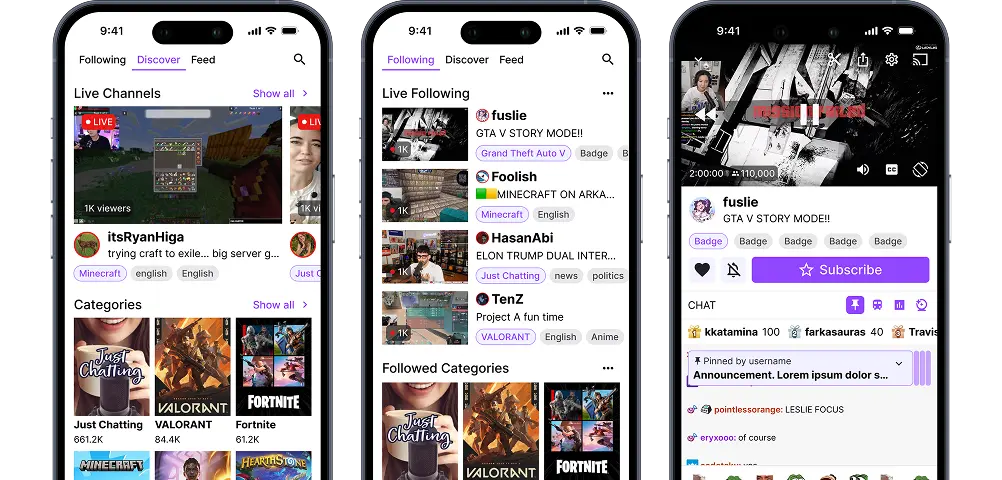 Twitch Mobile App mockup