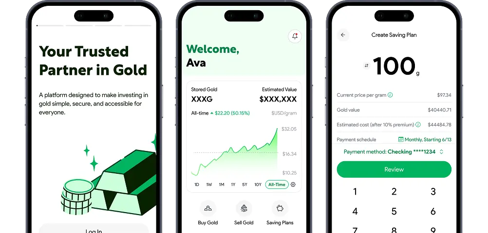 Vaulta Gold Buying App mockup